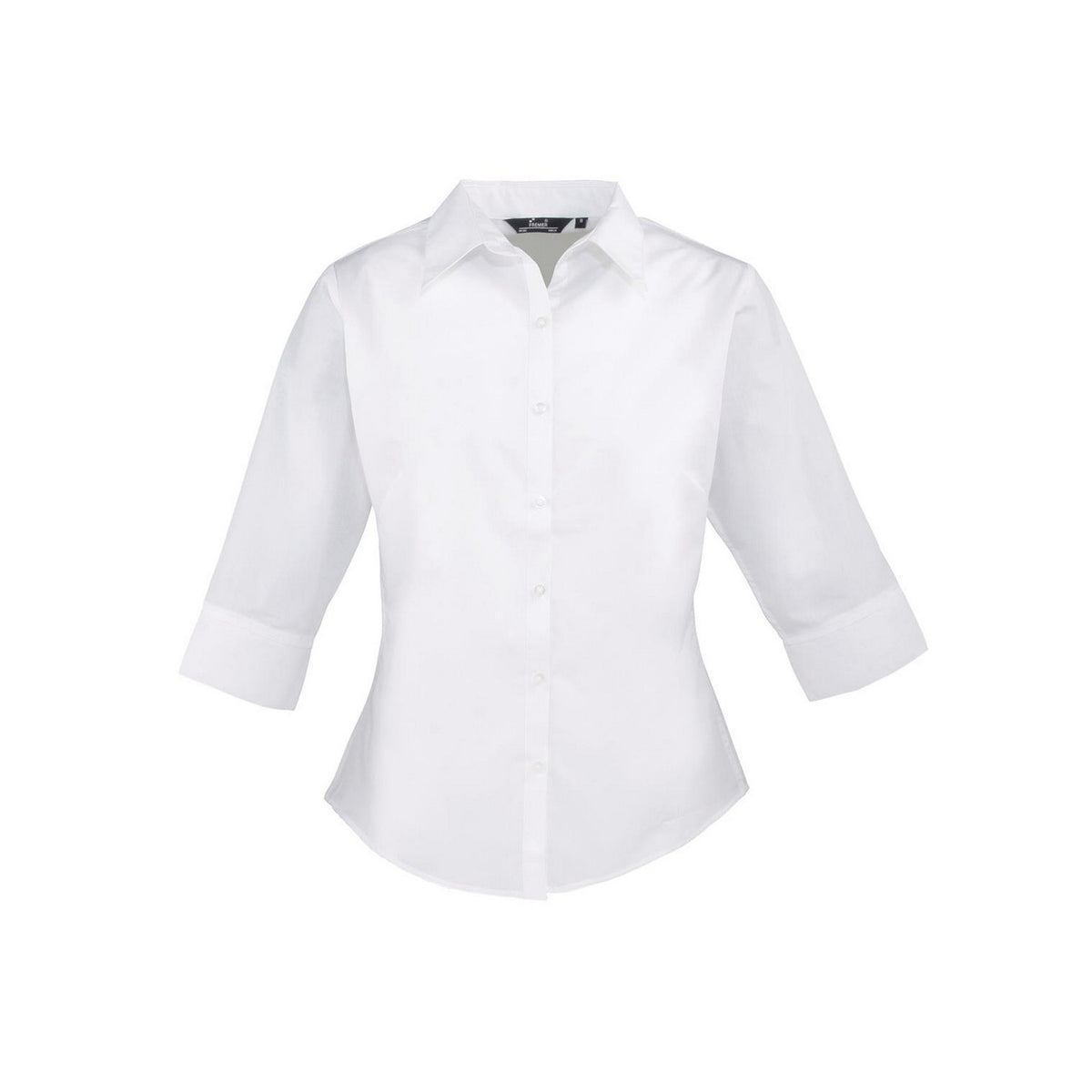 White - Front - Premier Womens-Ladies Poplin 3-4 Sleeve Shirt