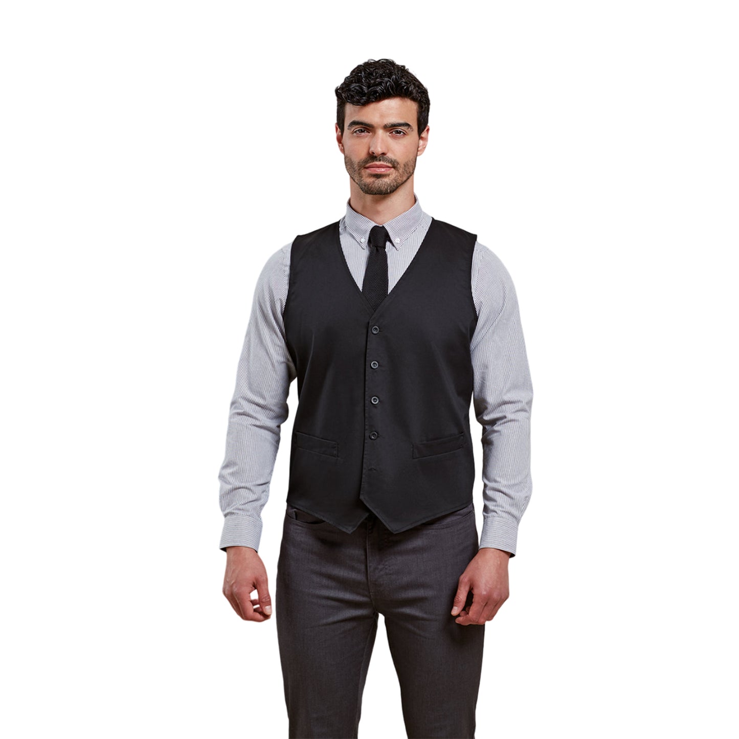 Black - Back - Premier Mens Hospitality Waistcoat
