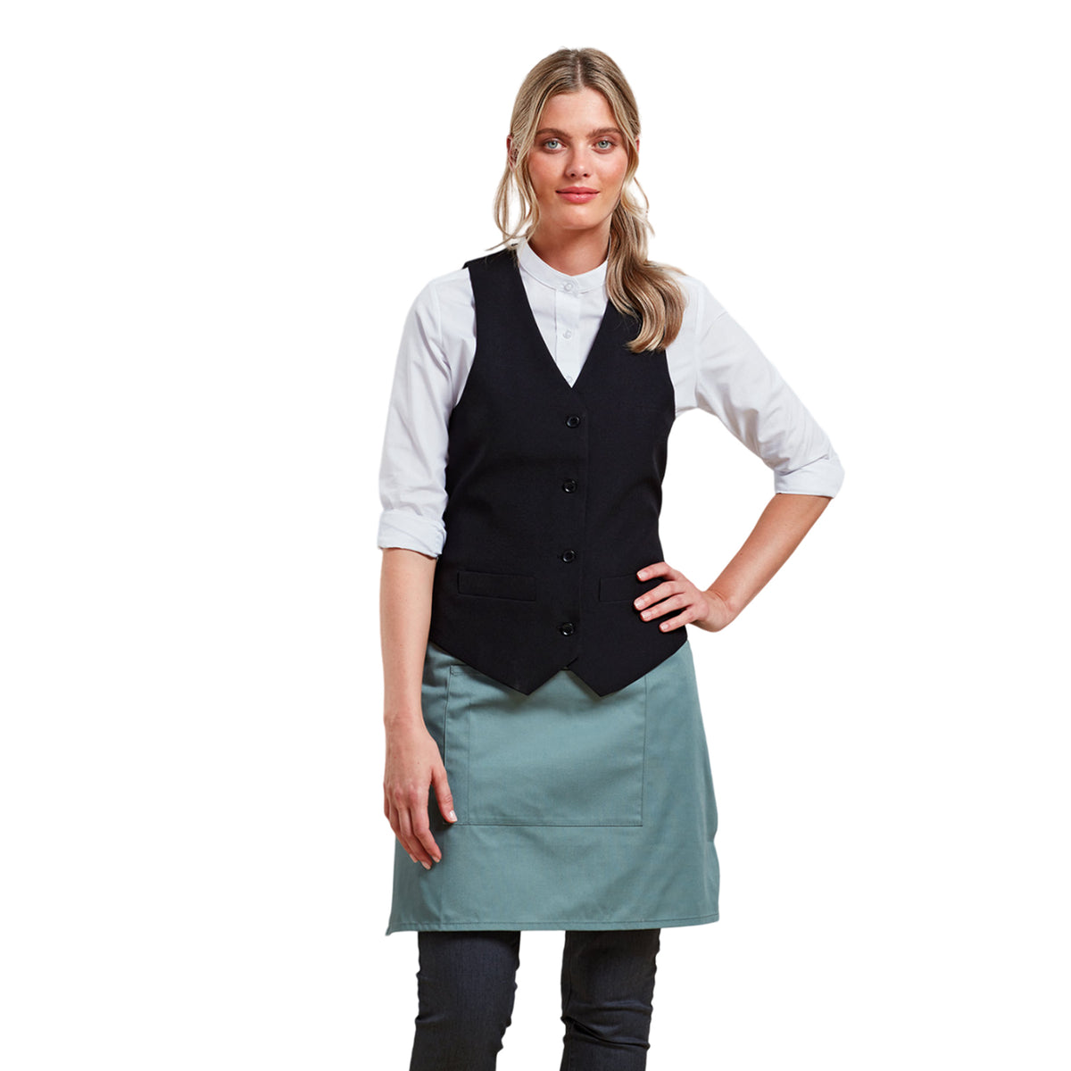 Black - Back - Premier Womens-Ladies Lined Waistcoat