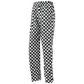 Black-White - Front - Premier Unisex Adult Essential Checked Chef Trousers