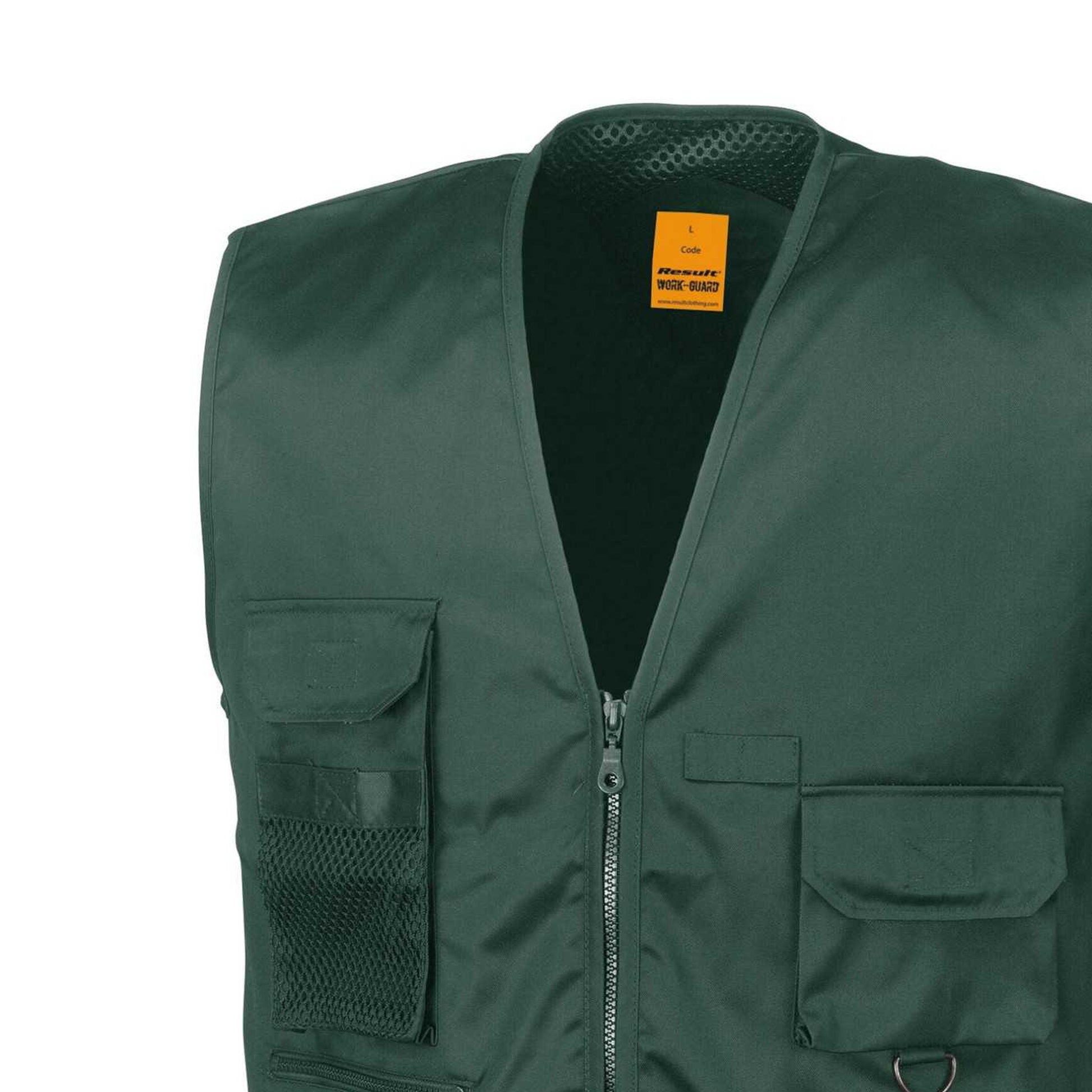 Lichen Green - Back - WORK-GUARD by Result Mens Safari Waistcoat