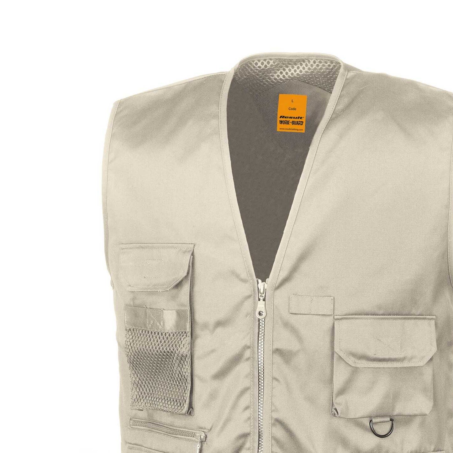 Camel - Back - WORK-GUARD by Result Mens Safari Waistcoat