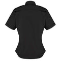 Black - Back - Premier Womens-Ladies Short-Sleeved Pilot Shirt