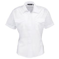 White - Front - Premier Womens-Ladies Short-Sleeved Pilot Shirt
