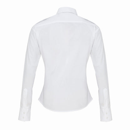 White - Back - Premier Womens-Ladies Long-Sleeved Pilot Shirt