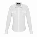 White - Front - Premier Womens-Ladies Long-Sleeved Pilot Shirt