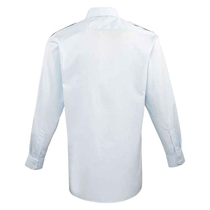 Light Blue - Back - Premier Mens Long-Sleeved Pilot Shirt
