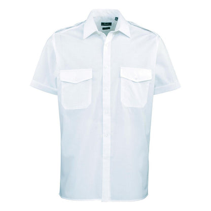 Light Blue - Front - Premier Mens Short-Sleeved Pilot Shirt