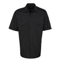 Black - Front - Premier Mens Short-Sleeved Pilot Shirt