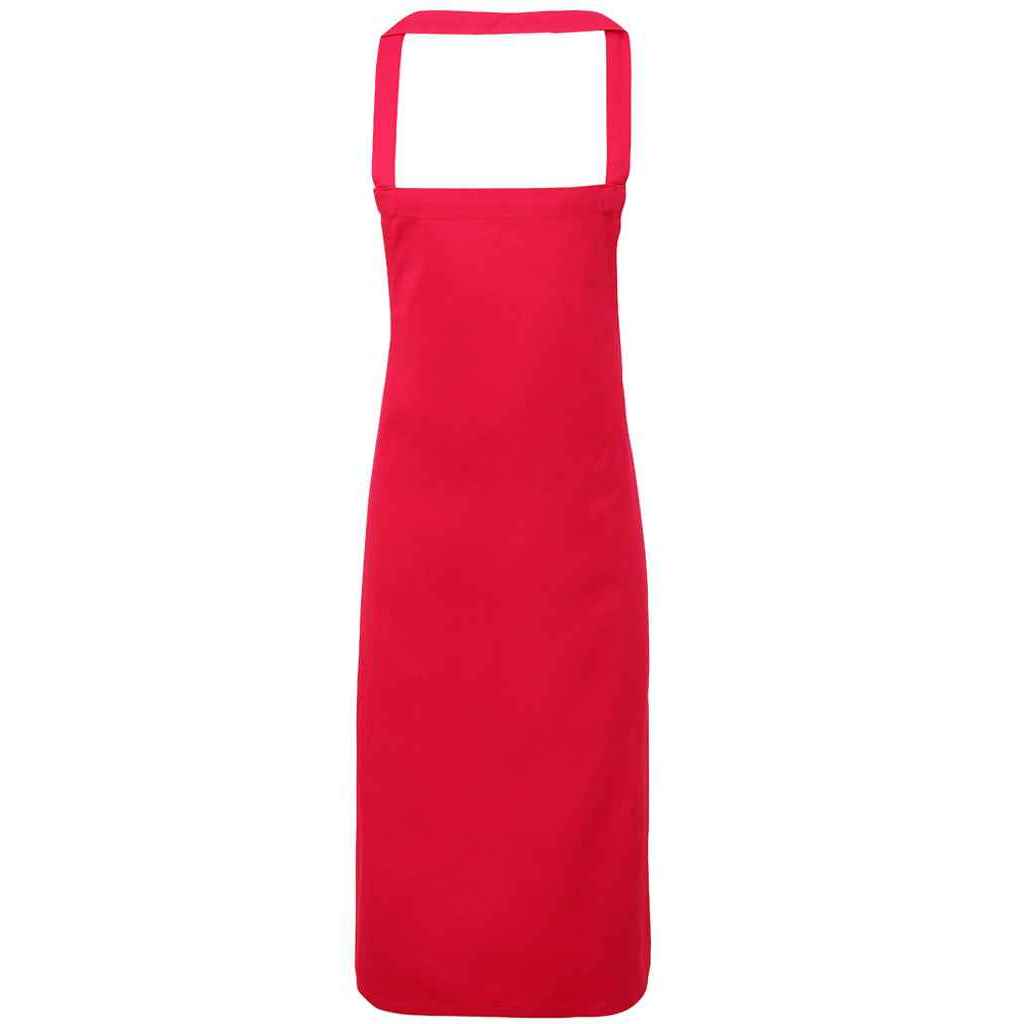 Hot Pink - Front - Premier Unisex Adult Cotton Bibbed Apron