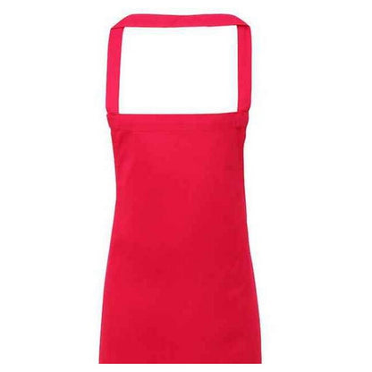 Hot Pink - Back - Premier Unisex Adult Cotton Bibbed Apron