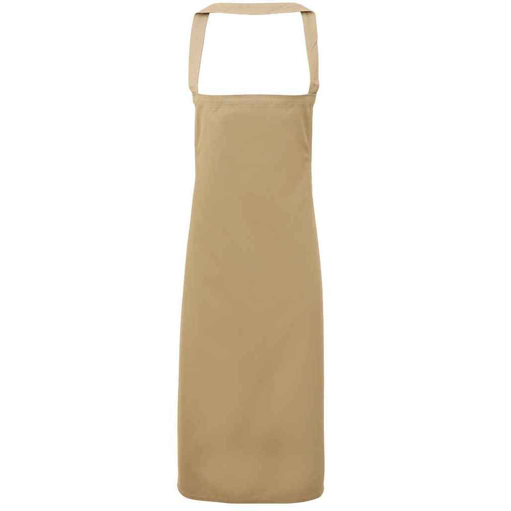Khaki - Front - Premier Unisex Adult Cotton Bibbed Apron