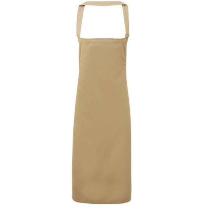 Khaki - Front - Premier Unisex Adult Cotton Bibbed Apron