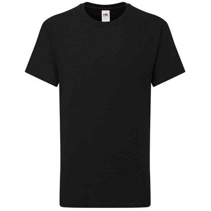 Black - Front - Fruit of the Loom Childrens-Kids Iconic 195 Premium T-Shirt