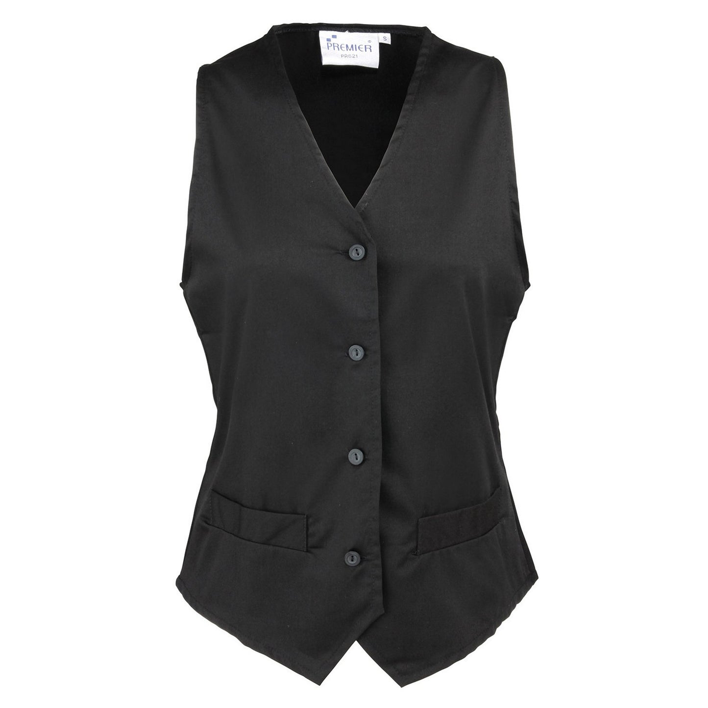 Black - Front - Premier Womens-Ladies Hospitality Waistcoat