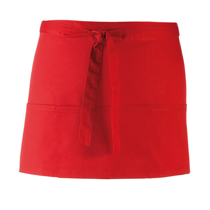Red - Front - Premier Colours 3 Pocket Short Apron