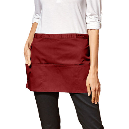 Burgundy - Back - Premier Colours 3 Pocket Short Apron