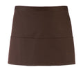 Brown - Front - Premier Colours 3 Pocket Short Apron