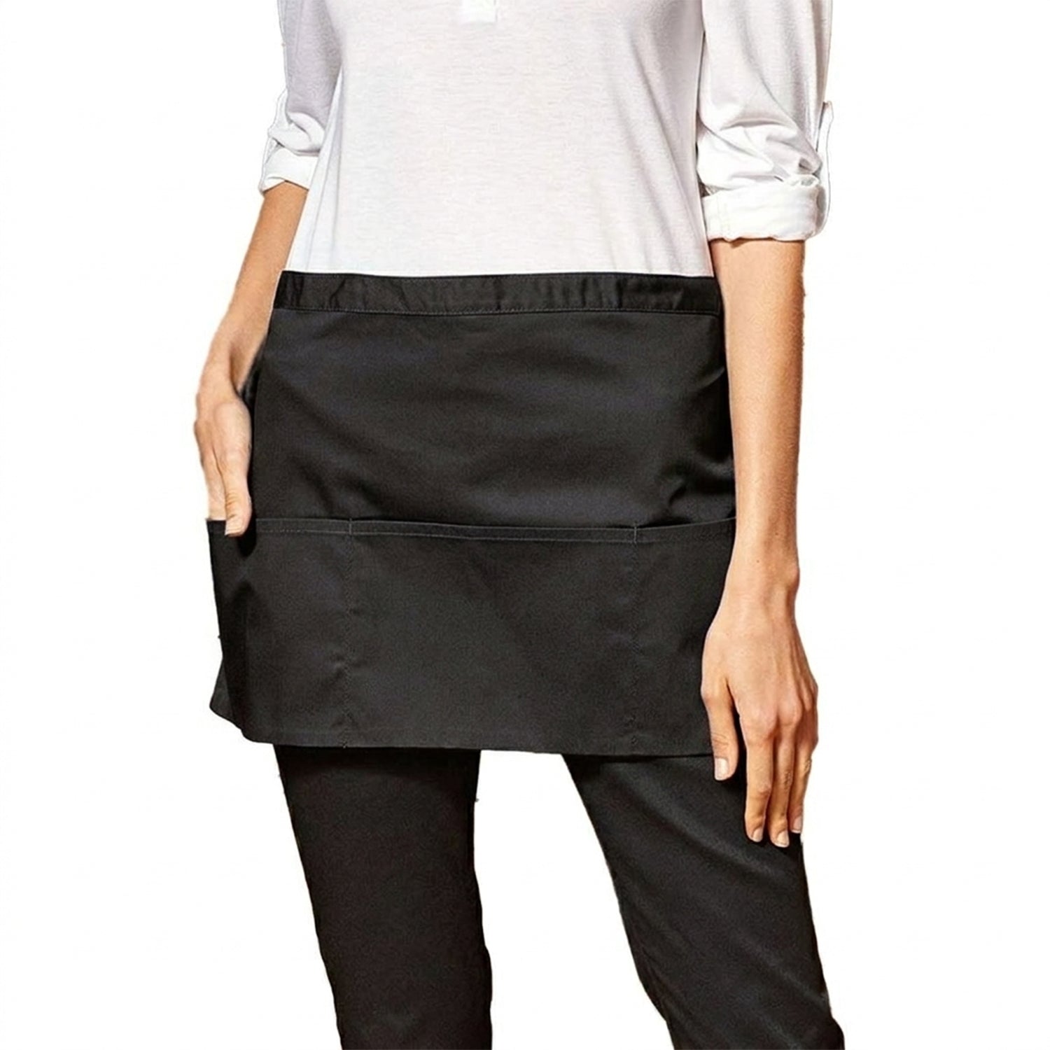 Black - Back - Premier Colours 3 Pocket Short Apron