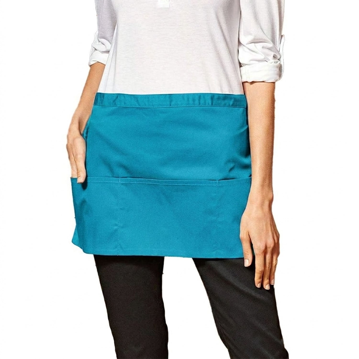 Turquoise - Back - Premier Colours 3 Pocket Short Apron