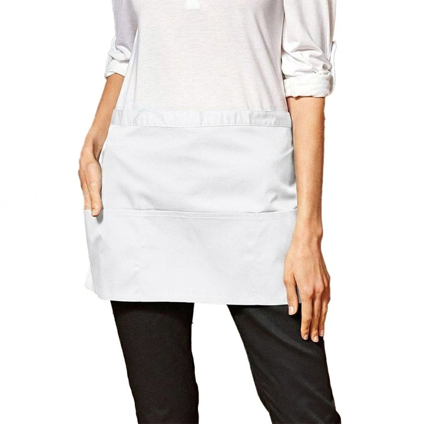 White - Back - Premier Colours 3 Pocket Short Apron