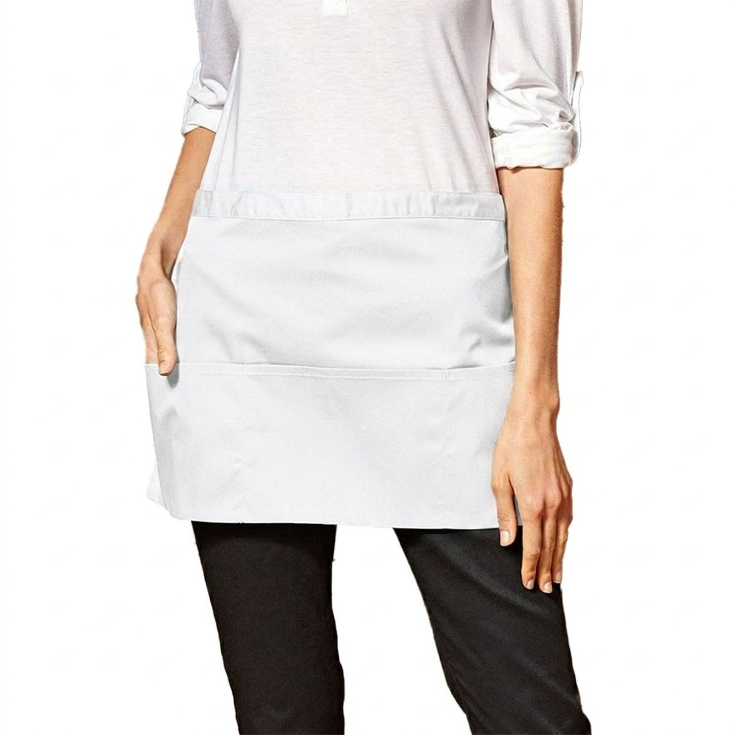White - Back - Premier Colours 3 Pocket Short Apron