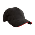Black-Red - Front - Result Headwear Heavy Brushed Cotton Baseball Cap