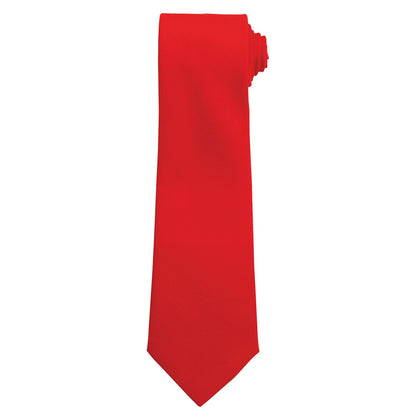 Red - Front - Premier Plain Polyester Tie