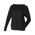 Black - Front - Skinni Fit Womens-Ladies Slounge Sweatshirt