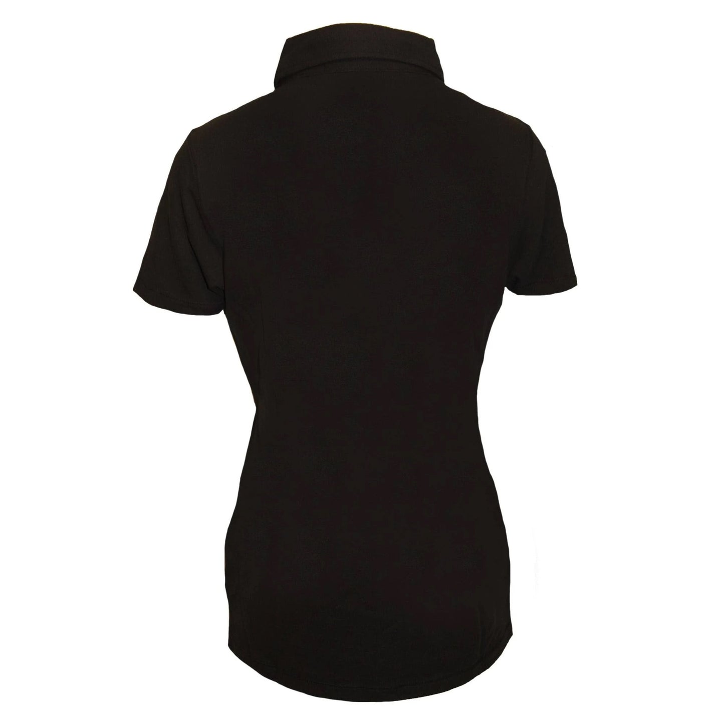 Black - Back - Skinni Fit Womens-Ladies Pique Stretch Polo Shirt