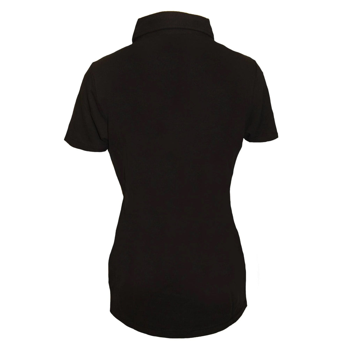 Black - Back - Skinni Fit Womens-Ladies Pique Stretch Polo Shirt
