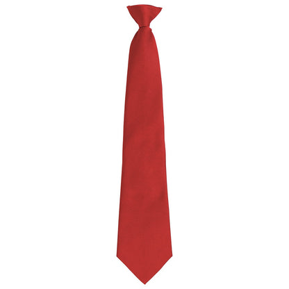 Red - Front - Premier Unisex Adult Colours Fashion Plain Clip-On Tie