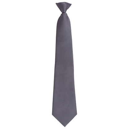 Grey - Front - Premier Unisex Adult Colours Fashion Plain Clip-On Tie