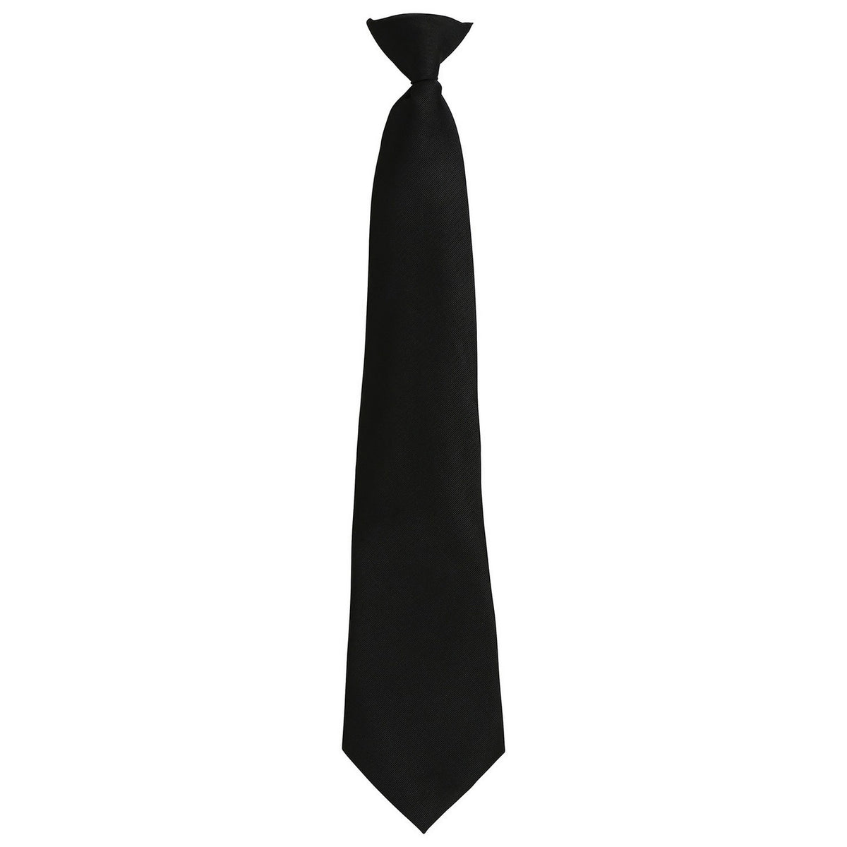 Black - Front - Premier Unisex Adult Colours Fashion Plain Clip-On Tie