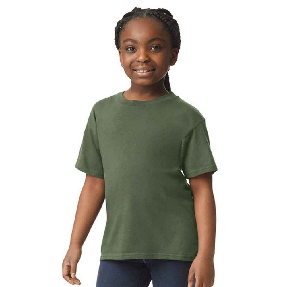 Military Green - Front - Gildan Childrens-Kids Softstyle T-Shirt