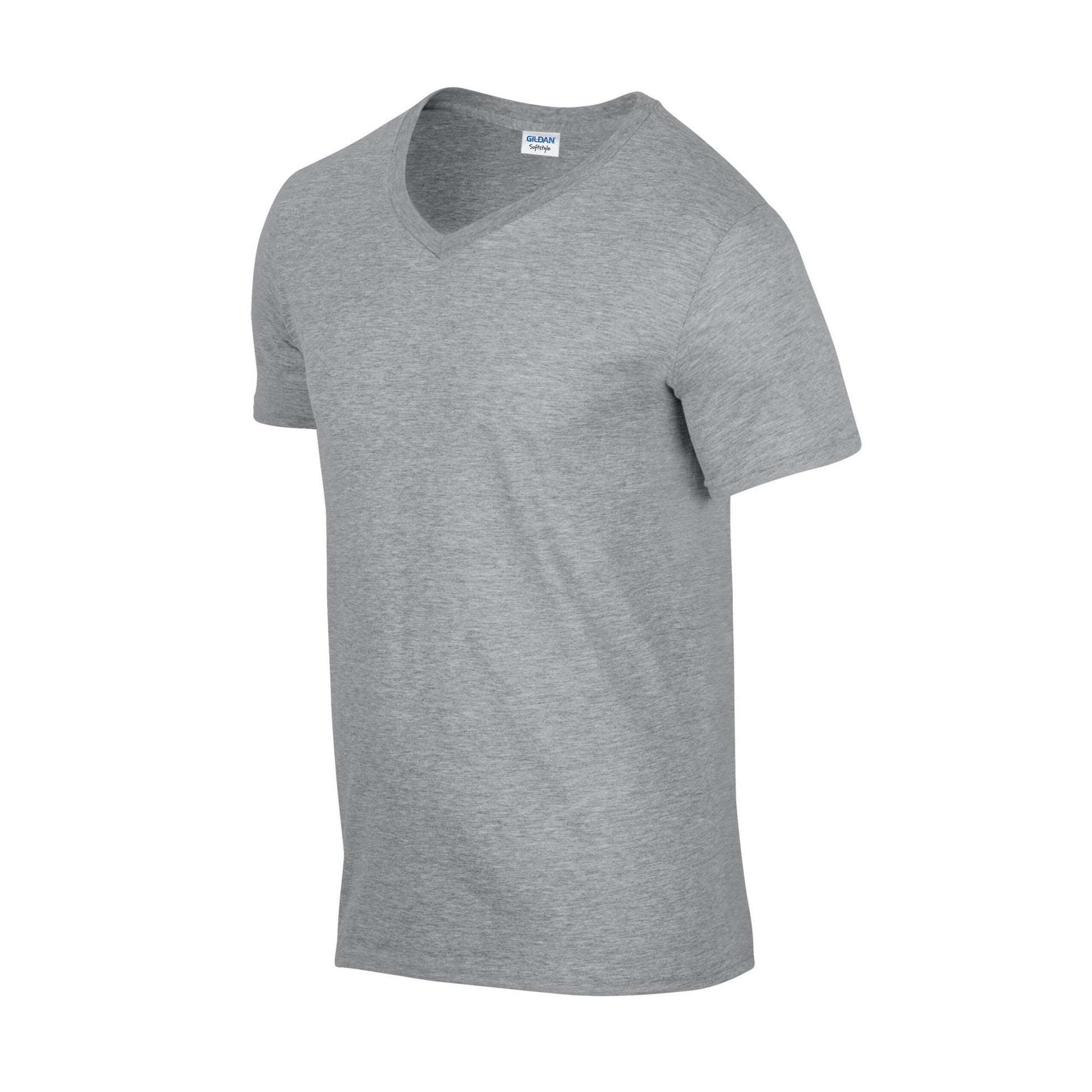 Sports Grey - Side - Gildan Unisex Adult Softstyle V Neck T-Shirt