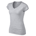 Sports Grey - Side - Gildan Womens-Ladies Softstyle V Neck T-Shirt