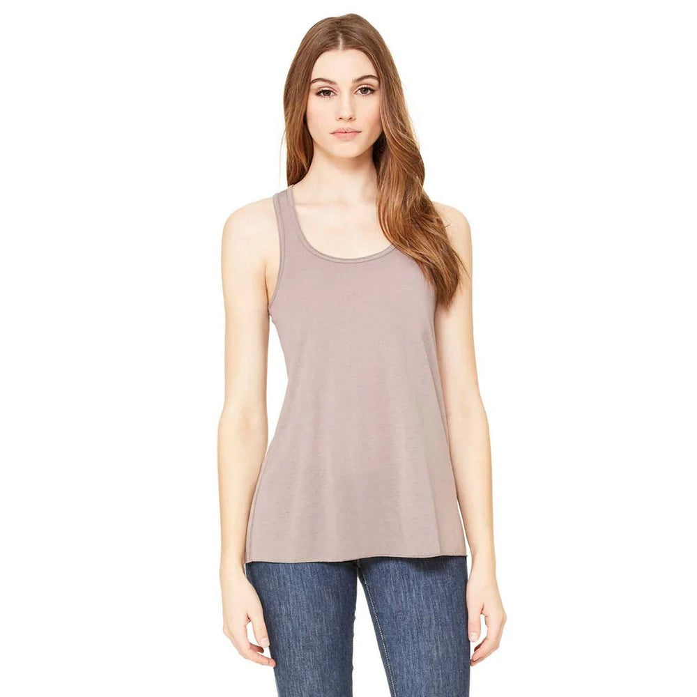Pebble Brown - Front - Bella + Canvas Womens-Ladies Racerback Flowy Tank Top