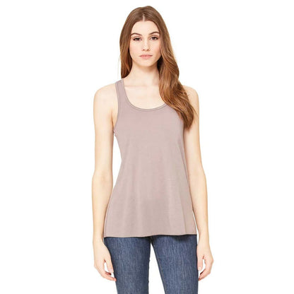 Pebble Brown - Front - Bella + Canvas Womens-Ladies Racerback Flowy Tank Top