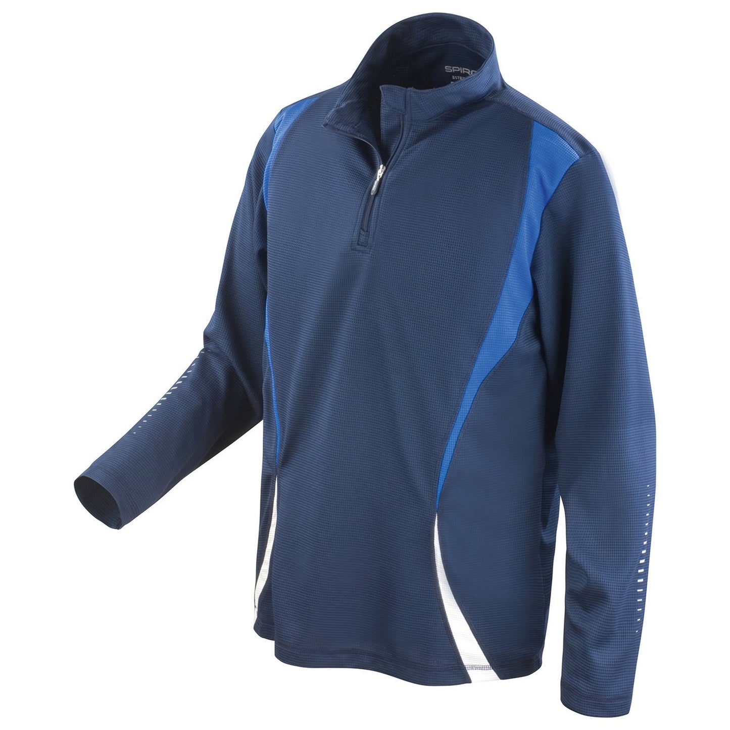 Navy-Royal Blue-White - Front - Spiro Unisex Adult Trial Zip Neck Training Top
