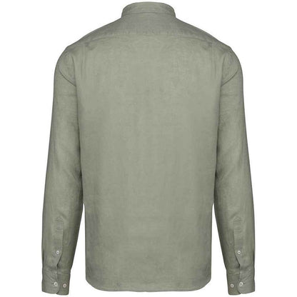 Almond Green - Back - Native Spirit Mens Linen Long-Sleeved Shirt