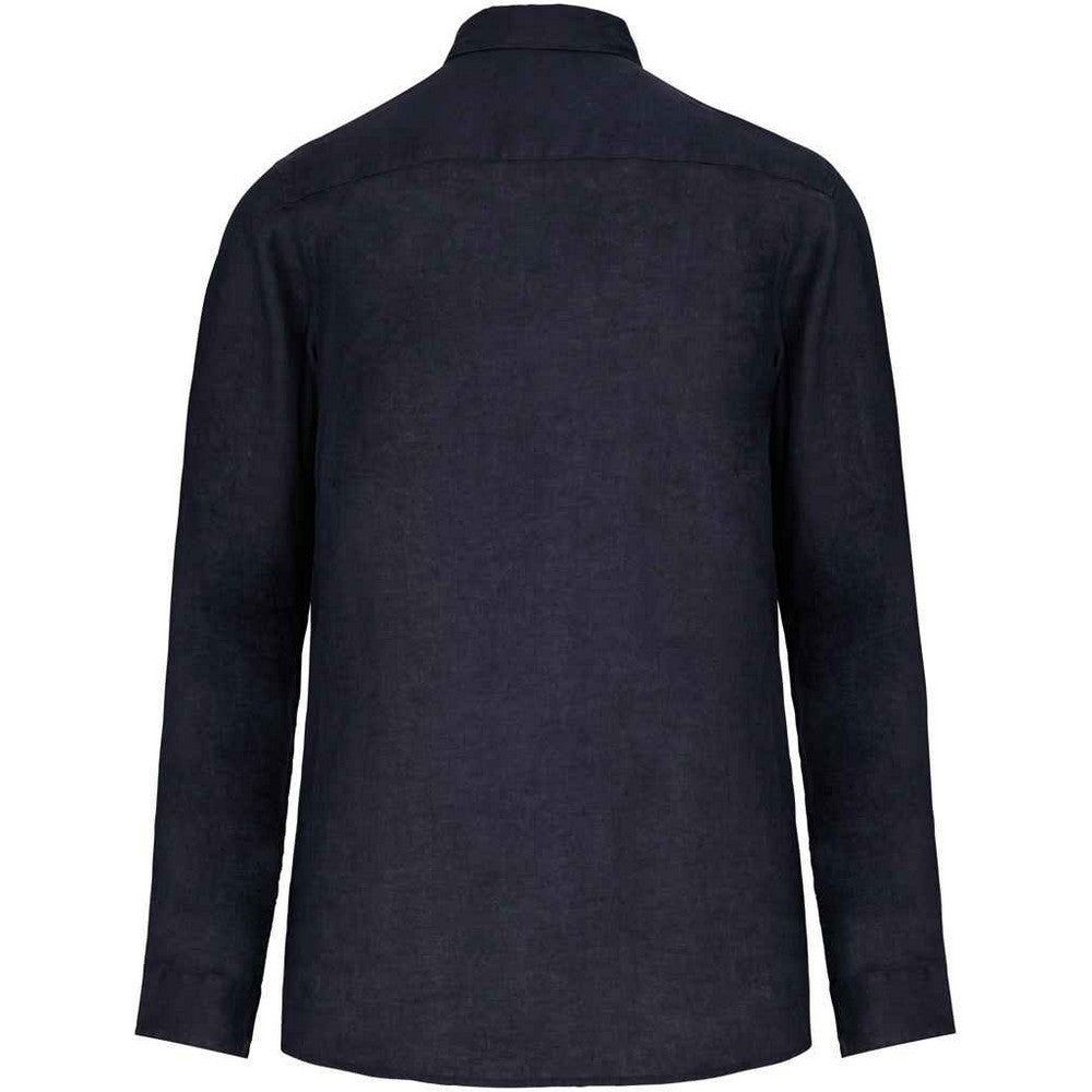 Navy - Back - Native Spirit Mens Linen Long-Sleeved Shirt