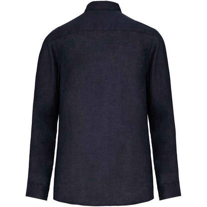 Navy - Back - Native Spirit Mens Linen Long-Sleeved Shirt