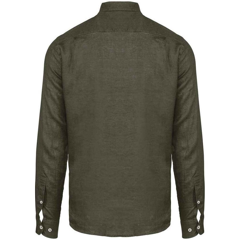 Organic Khaki - Back - Native Spirit Mens Linen Long-Sleeved Shirt