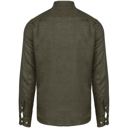 Organic Khaki - Back - Native Spirit Mens Linen Long-Sleeved Shirt