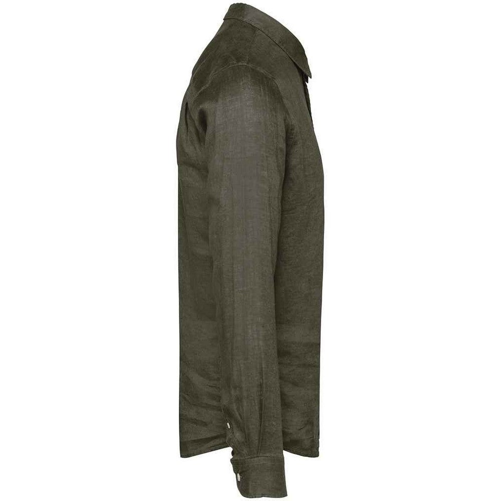 Organic Khaki - Side - Native Spirit Mens Linen Long-Sleeved Shirt