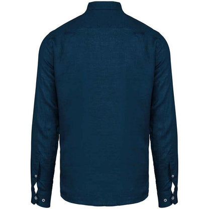 Peacock Blue - Back - Native Spirit Mens Linen Long-Sleeved Shirt