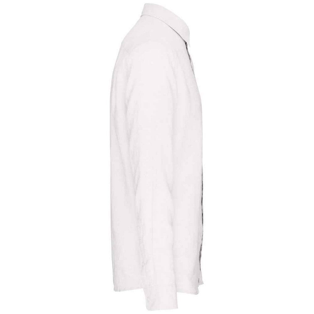 White - Side - Native Spirit Mens Linen Long-Sleeved Shirt