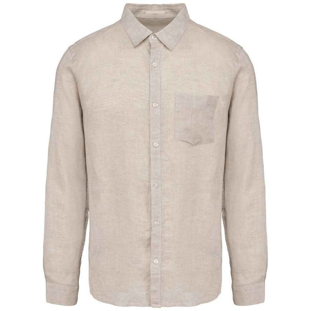Linen - Front - Native Spirit Mens Linen Long-Sleeved Shirt