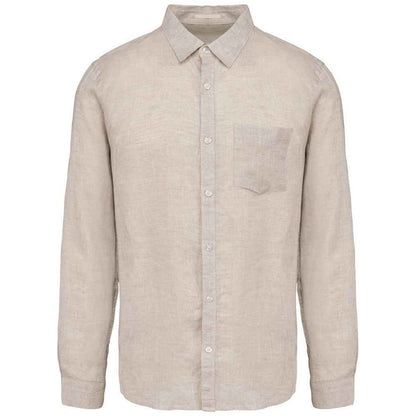 Linen - Front - Native Spirit Mens Linen Long-Sleeved Shirt